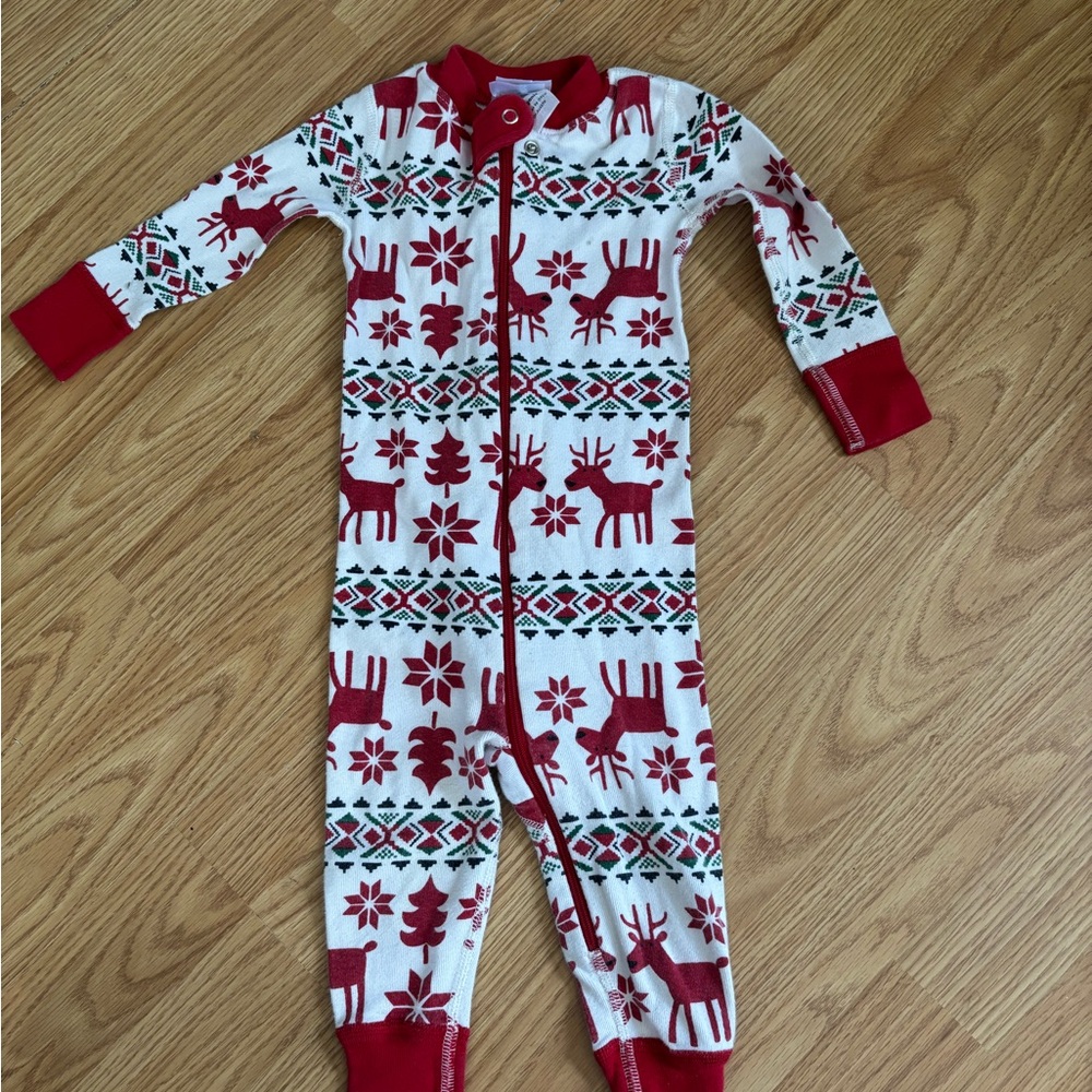 Hanna Andersson Festive Red and White Pajama Onesie